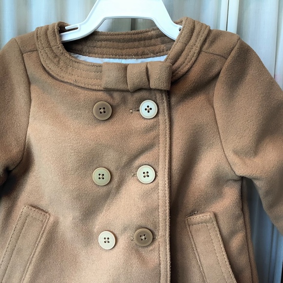 NWT Oshkosh Baby B’gosh Baby Soft Felt Button-Front Tan Coat Size 6M - Picture 3 of 7